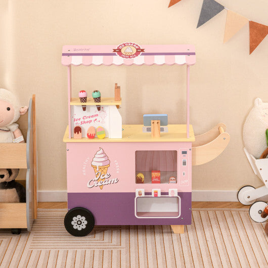 Kids Ice Cream Truck Pretend Play Set for Toddlers with Vending Machine-Green W2B