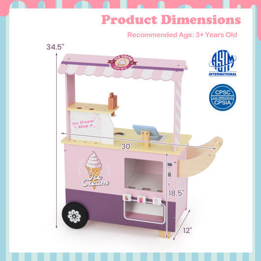 Kids Ice Cream Truck Pretend Play Set for Toddlers with Vending Machine-Green W2B