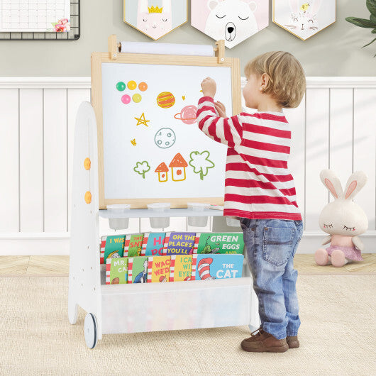 4-in-1 Toddler Activity Table Set with Magnetic Whiteboard and Chalk Board-Gray W2B
