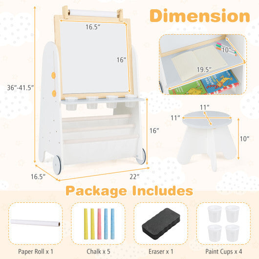 4-in-1 Toddler Activity Table Set with Magnetic Whiteboard and Chalk Board-Gray W2B