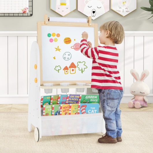 4-in-1 Toddler Activity Table Set with Magnetic Whiteboard and Chalk Board-Gray W2B