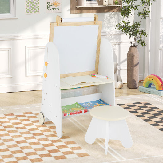 4-in-1 Toddler Activity Table Set with Magnetic Whiteboard and Chalk Board-Gray W2B