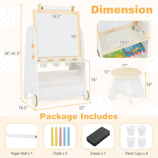 4-in-1 Toddler Activity Table Set with Magnetic Whiteboard and Chalk Board-Gray W2B