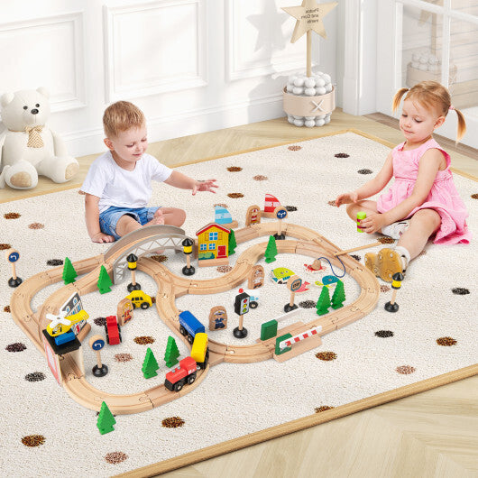78 Pieces Activity Railway Playset for Kids Aged 3+