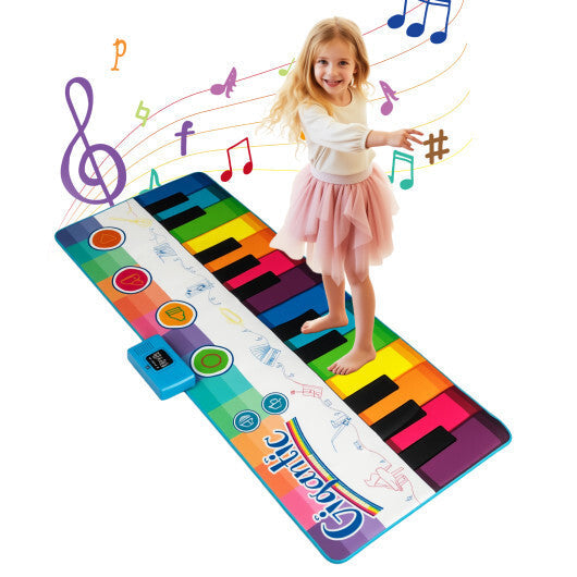Floor Piano Dance Mat for Kids Musical Playmat with 8 Instrument Sounds W2B