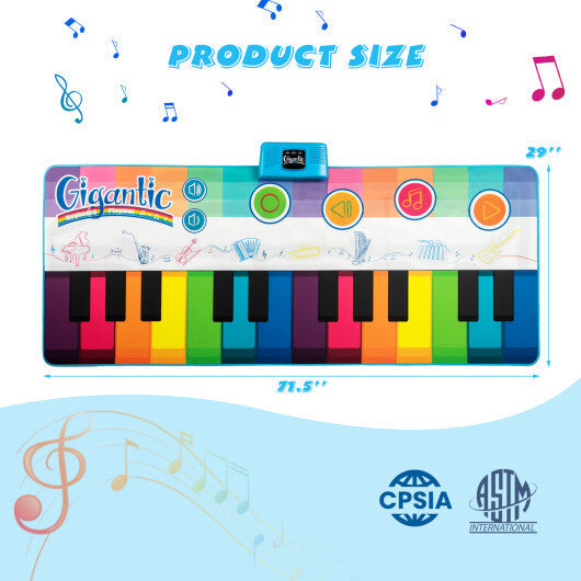 Floor Piano Dance Mat for Kids Musical Playmat with 8 Instrument Sounds W2B