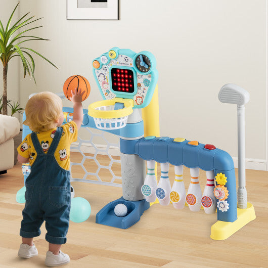 5 in 1 Toddler Sports Toy with Adjustable Basketball Hoop for Baby Boys Girls 18 Months+ W2B