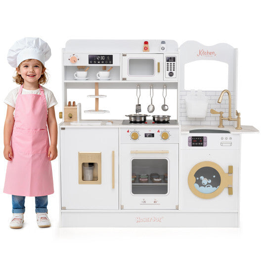 Children Pretend Toy Kitchen Playset with Light and Sound-Pink