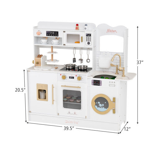 Children Pretend Toy Kitchen Playset with Light and Sound-Pink