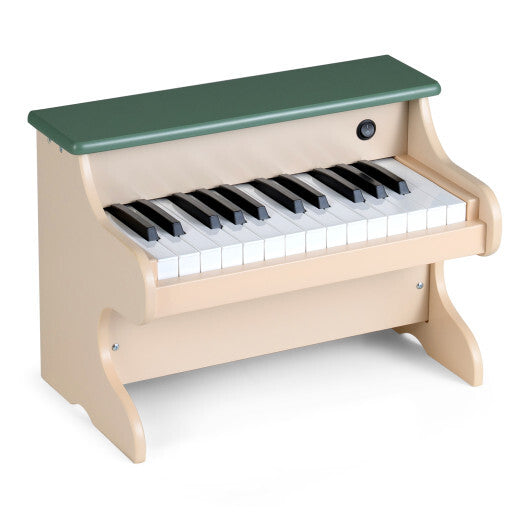 25 Keys Kids Piano Keyboard Wooden Digital Piano Toy with Removable Music Stand-Green W2B