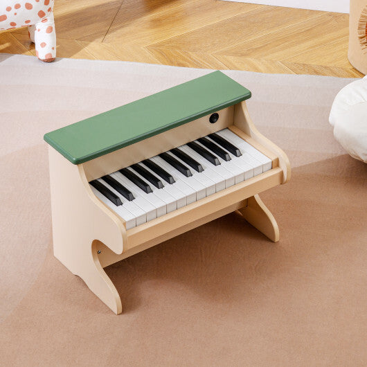 25 Keys Kids Piano Keyboard Wooden Digital Piano Toy with Removable Music Stand-Green W2B