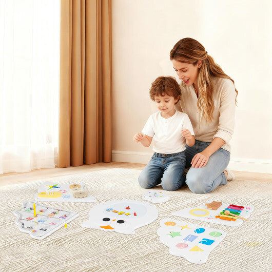 11-in-1 Toddler Learning Activity Center Owl Activity Wall Busy Board Panels for 3+ Years Old W2B