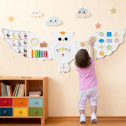 11-in-1 Toddler Learning Activity Center Owl Activity Wall Busy Board Panels for 3+ Years Old