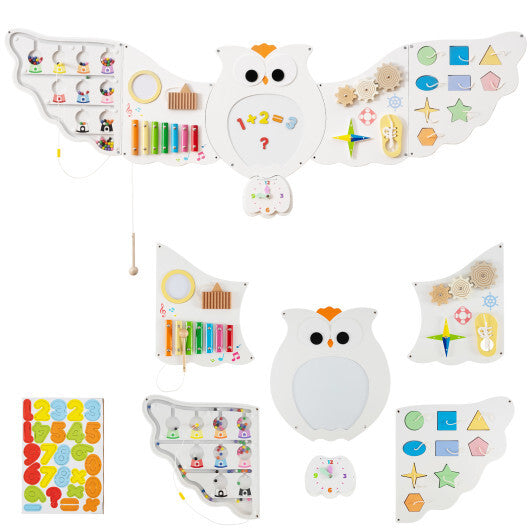 11-in-1 Toddler Learning Activity Center Owl Activity Wall Busy Board Panels for 3+ Years Old W2B