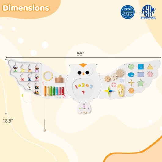 11-in-1 Toddler Learning Activity Center Owl Activity Wall Busy Board Panels for 3+ Years Old W2B