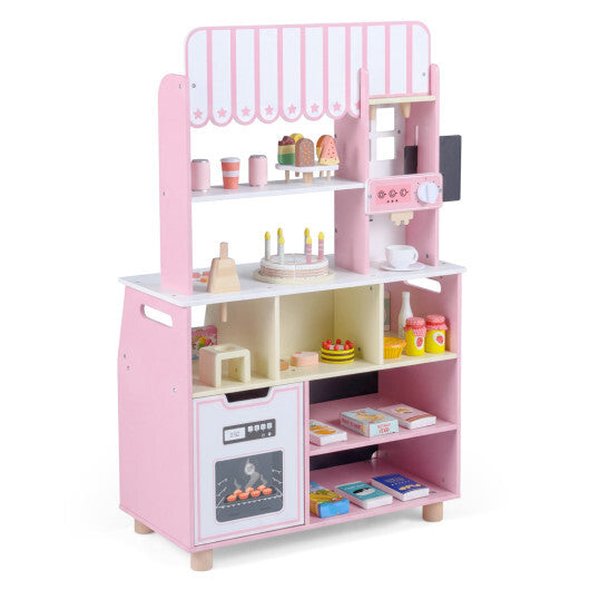 Kids Ice Cream Shop with 27 Accessories and Ice Cream Machine for Ages 3+-Pink W2B