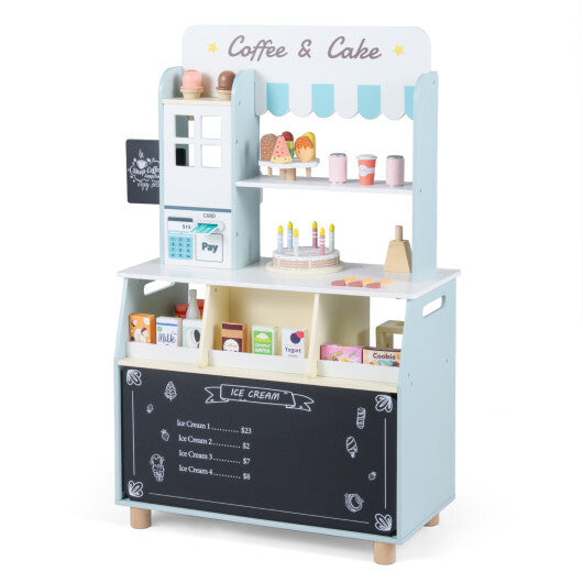 Kids Ice Cream Shop with 27 Accessories and Ice Cream Machine for Ages 3+-Pink W2B