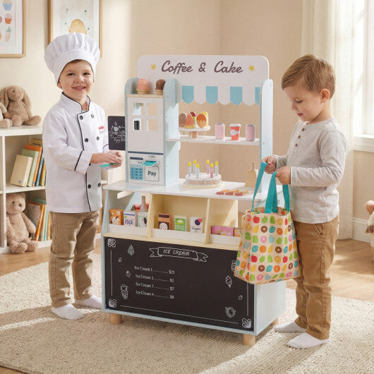 Kids Ice Cream Shop with 27 Accessories and Ice Cream Machine for Ages 3+-Pink W2B