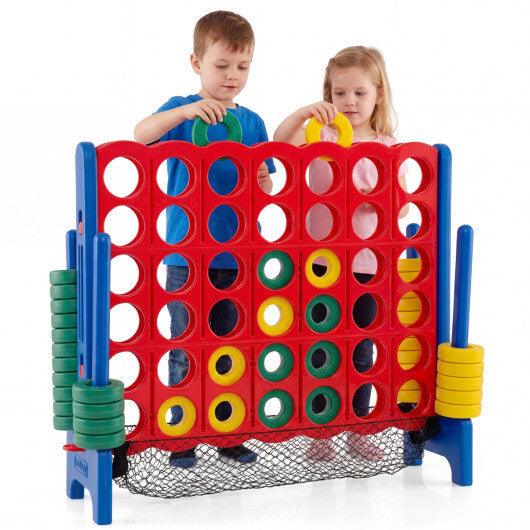 Jumbo 4 in a Row Game Set with 42 Chess Pieces 4-to-Score Giant Game Set-Red W2B