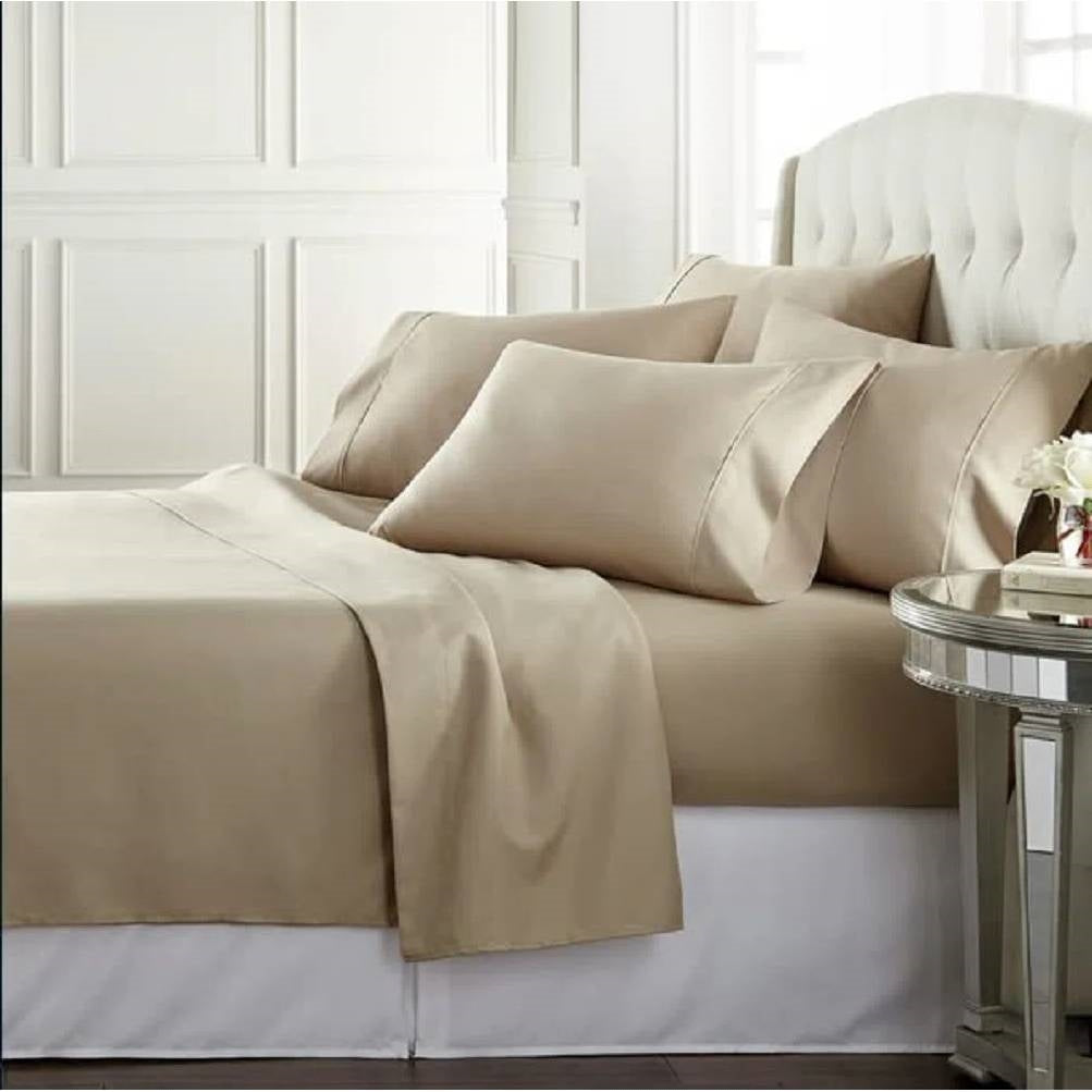 Twin size Taupe 100-Percent Egyptian Cotton 1000 Thread Count 3-Piece Sheet Set FastFurnishings