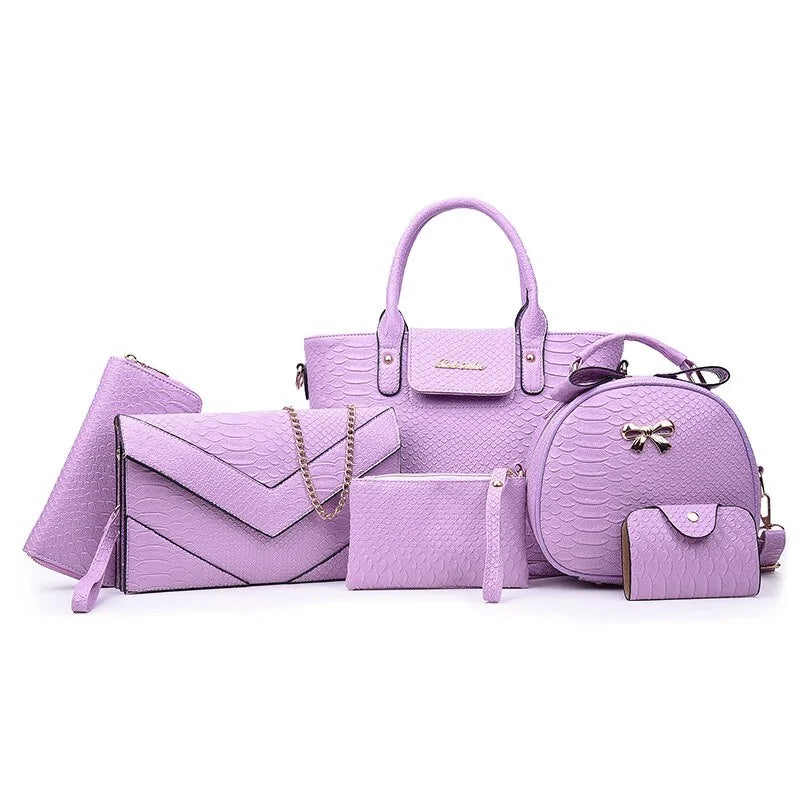 Women's 6-Piece Snake Pattern Bag Set