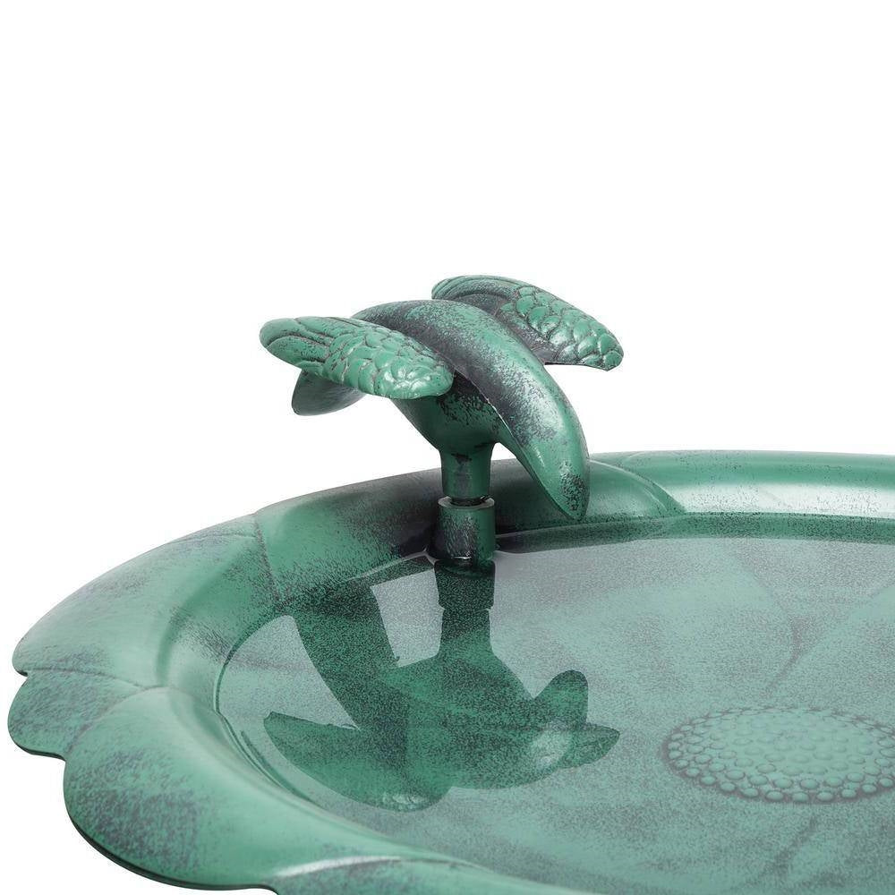 Outdoor Polypropylene Weather Resistant Bird Bath in Dark Green Finish FastFurnishings
