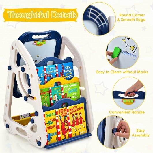 3-in-1 Kids Art Easel Double-Sided Tabletop Easel with Art Accessories-Red