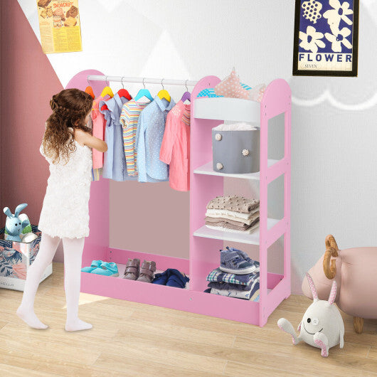Kids Dress Up Storage with Mirror-White