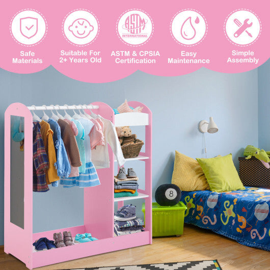 Kids Dress Up Storage with Mirror-White