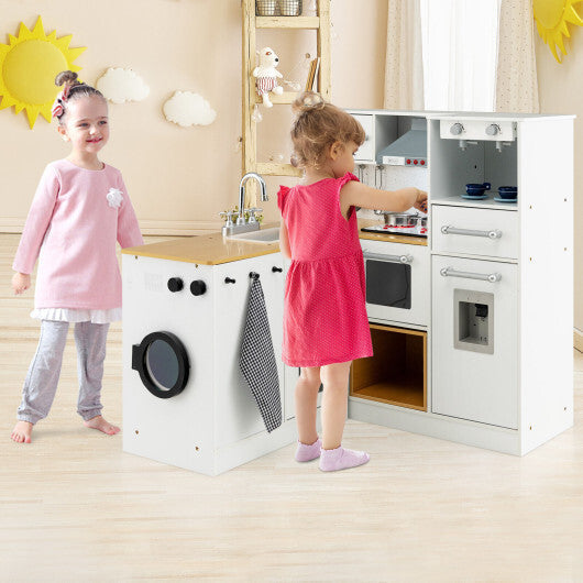 2-Pieces Wooden Kids Kitchen Playset with Light and Sound W2B