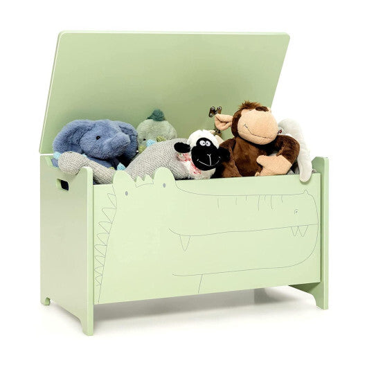 Wooden Kids Toy Box with Safety Hinge-Green W2B
