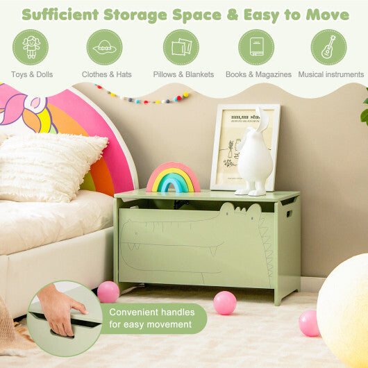 Wooden Kids Toy Box with Safety Hinge-Green W2B
