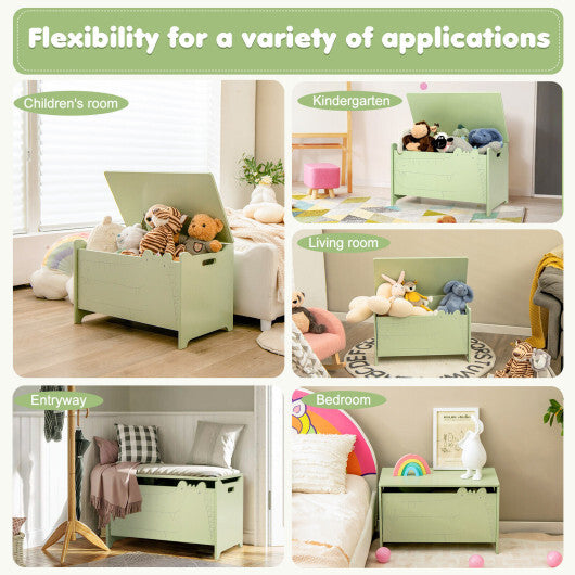 Wooden Kids Toy Box with Safety Hinge-Green W2B