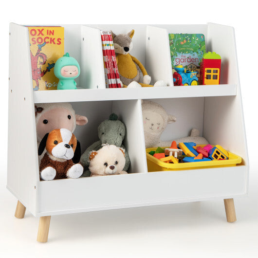 5-Cube Kids Bookshelf and Toy Organizer with Anti-Tipping Kits-White