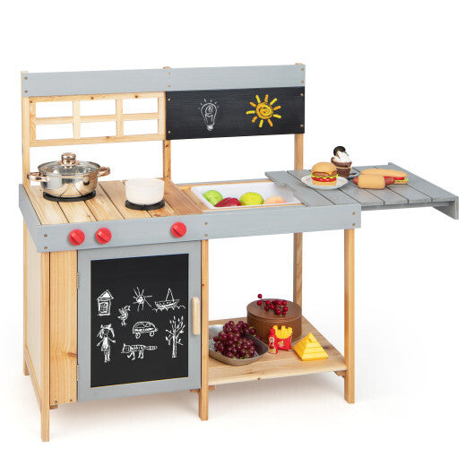 Outdoor Kid's Mud Kitchen Set with Detachable Water Box for Toddlers Over 3 W2B