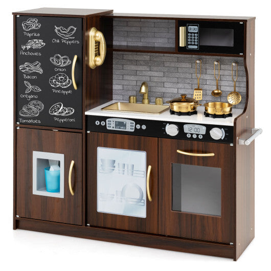 Toddler Pretend Play Kitchen for Boys and Girls 3-6 Years Old-Brown - Color: Brown W2B