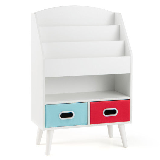 Kids Bookshelf with Open Compartment for Toddlers 3+ Years Old-White