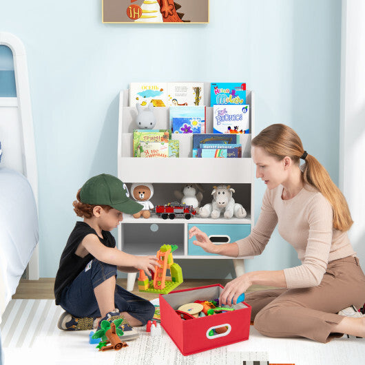 Kids Bookshelf with Open Compartment for Toddlers 3+ Years Old-White