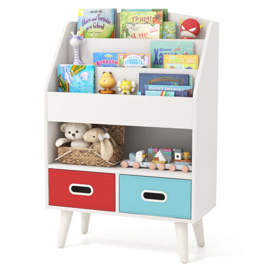 Kids Bookshelf with Open Compartment for Toddlers 3+ Years Old-White