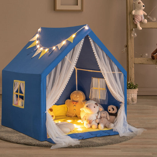 48 x 42 x 50 Inch Large Play Tent with Washable Cotton Mat Holiday Birthday Gift for Kids-Beige W2B