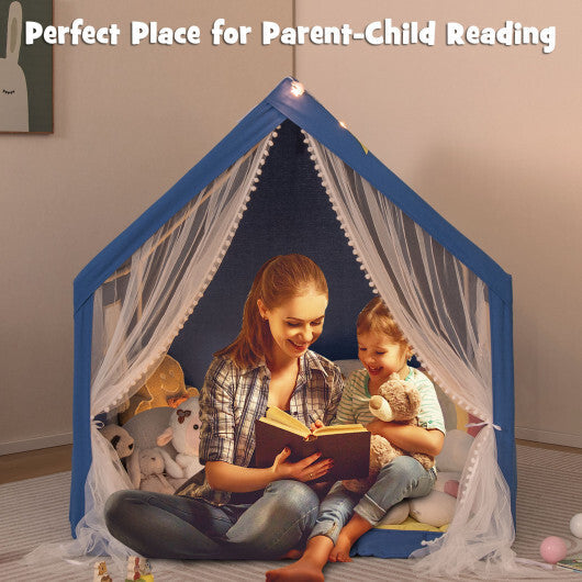 48 x 42 x 50 Inch Large Play Tent with Washable Cotton Mat Holiday Birthday Gift for Kids-Blue W2B