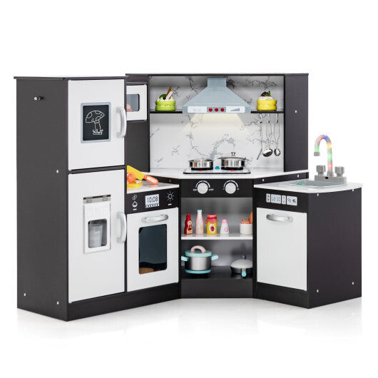 Kids Corner Pretend Kitchen Playset with Separated Washing Basin-Coffee W2B