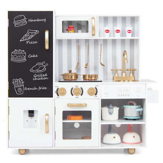 Pretend Play Kitchen for Kids with Real Sounds and Lights-White W2B