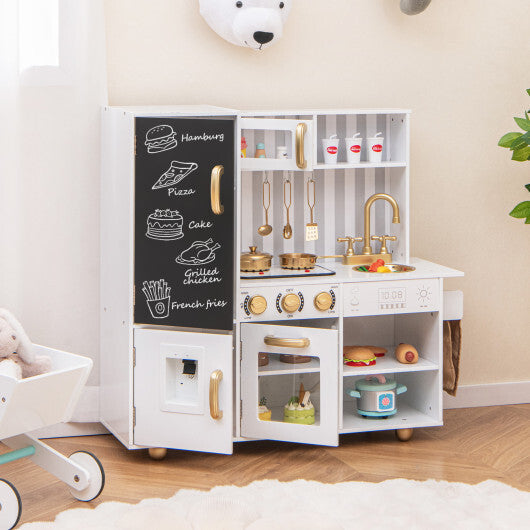 Pretend Play Kitchen for Kids with Real Sounds and Lights-White W2B