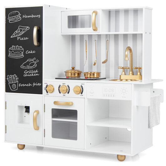 Pretend Play Kitchen for Kids with Real Sounds and Lights-White W2B