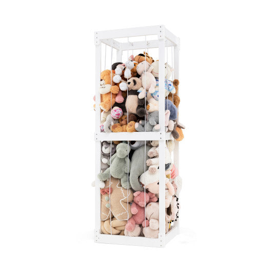 300L Large Stuffed Animal Storage with Open Top and Elastic Cords-White W2B