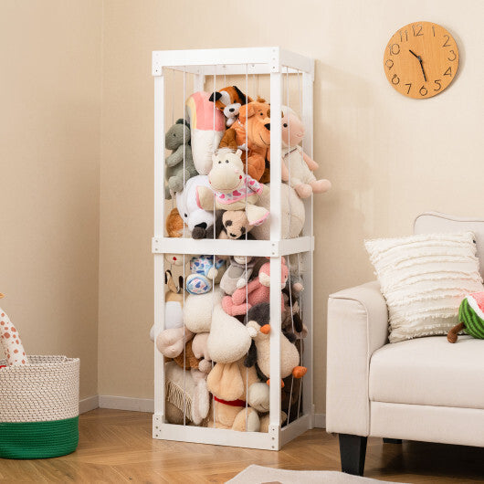 300L Large Stuffed Animal Storage with Open Top and Elastic Cords-White W2B