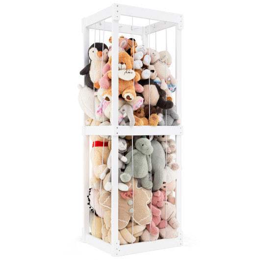 300L Large Stuffed Animal Storage with Open Top and Elastic Cords-White W2B