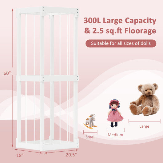 300L Large Stuffed Animal Storage with Open Top and Elastic Cords-White W2B