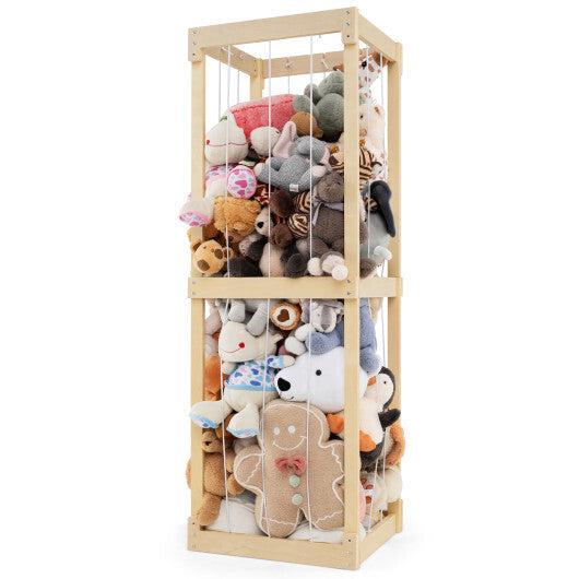 300L Large Stuffed Animal Storage with Open Top and Elastic Cords-White W2B